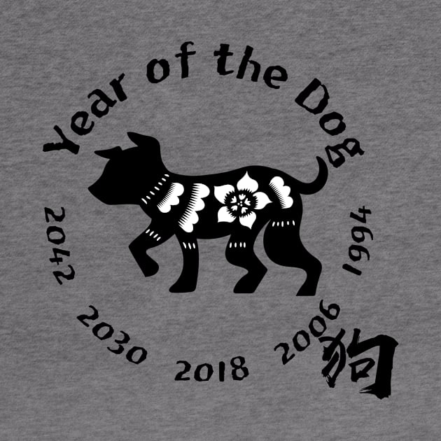 Year of the Dog Chinese Zodiac Medallion - Black by Underthespell